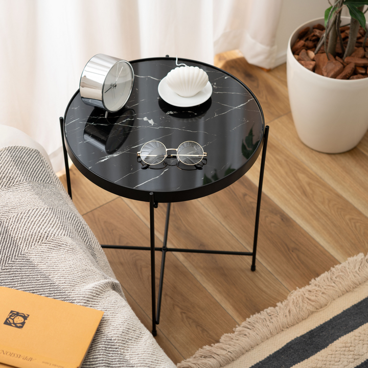 Black Marble Side Table