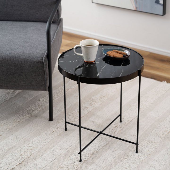 Black Marble Side Table