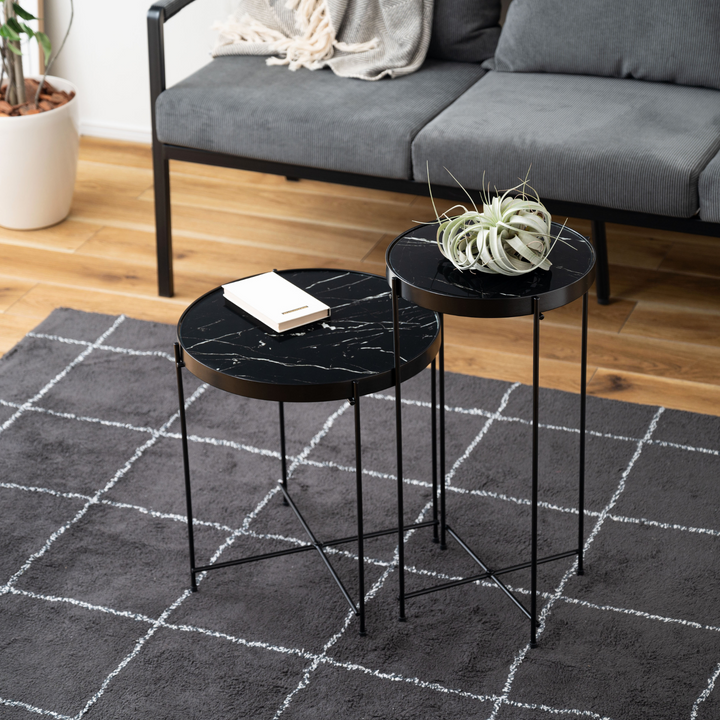 Black Marble Side Table