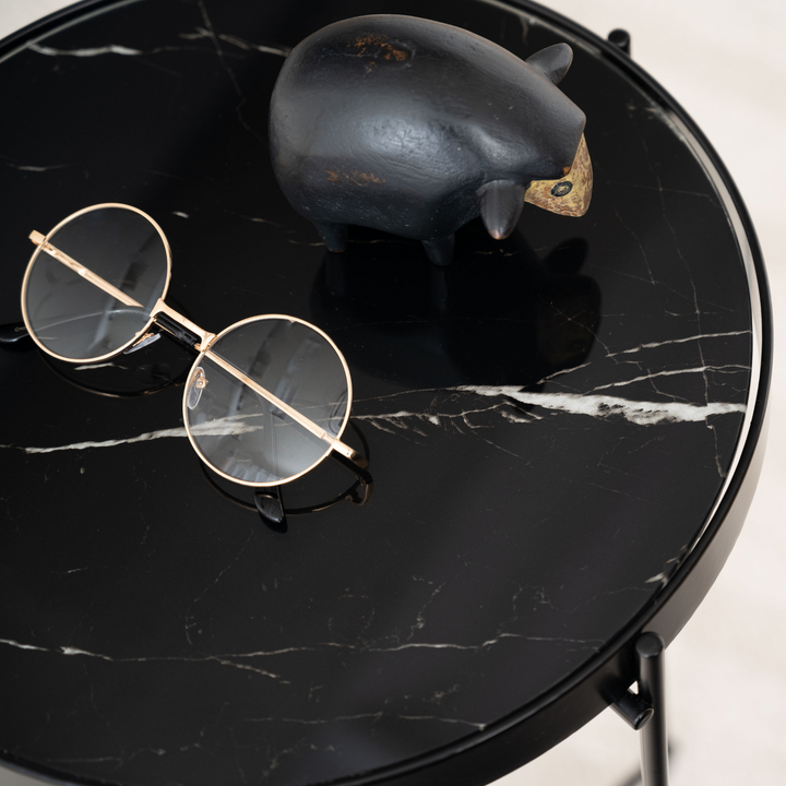 Black Marble Side Table