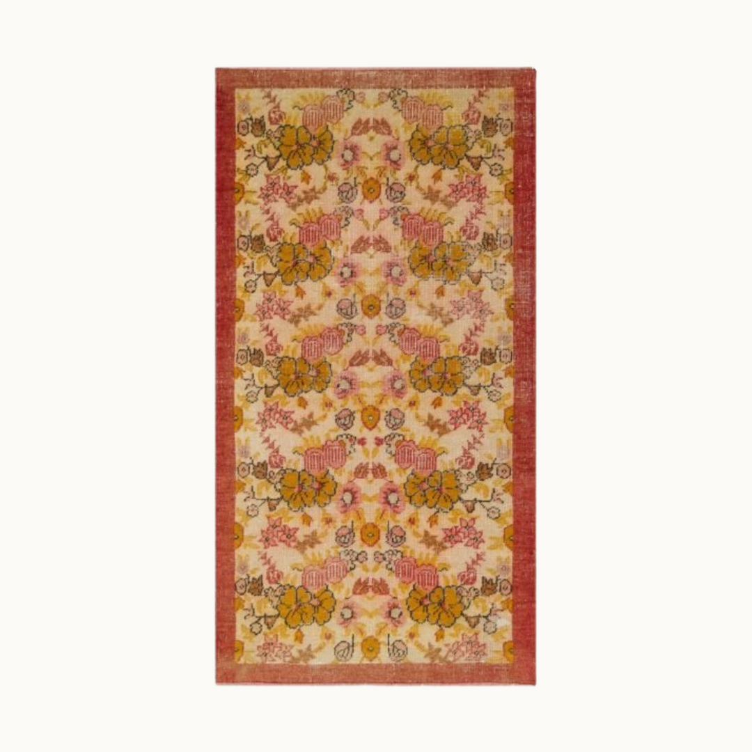 超大判✳︎151x255くすみレッド フリル フローラル柄 トルコ