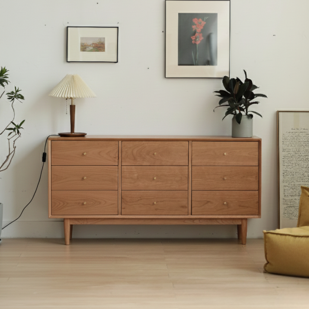 9-Drawer Cherry Wood Chest