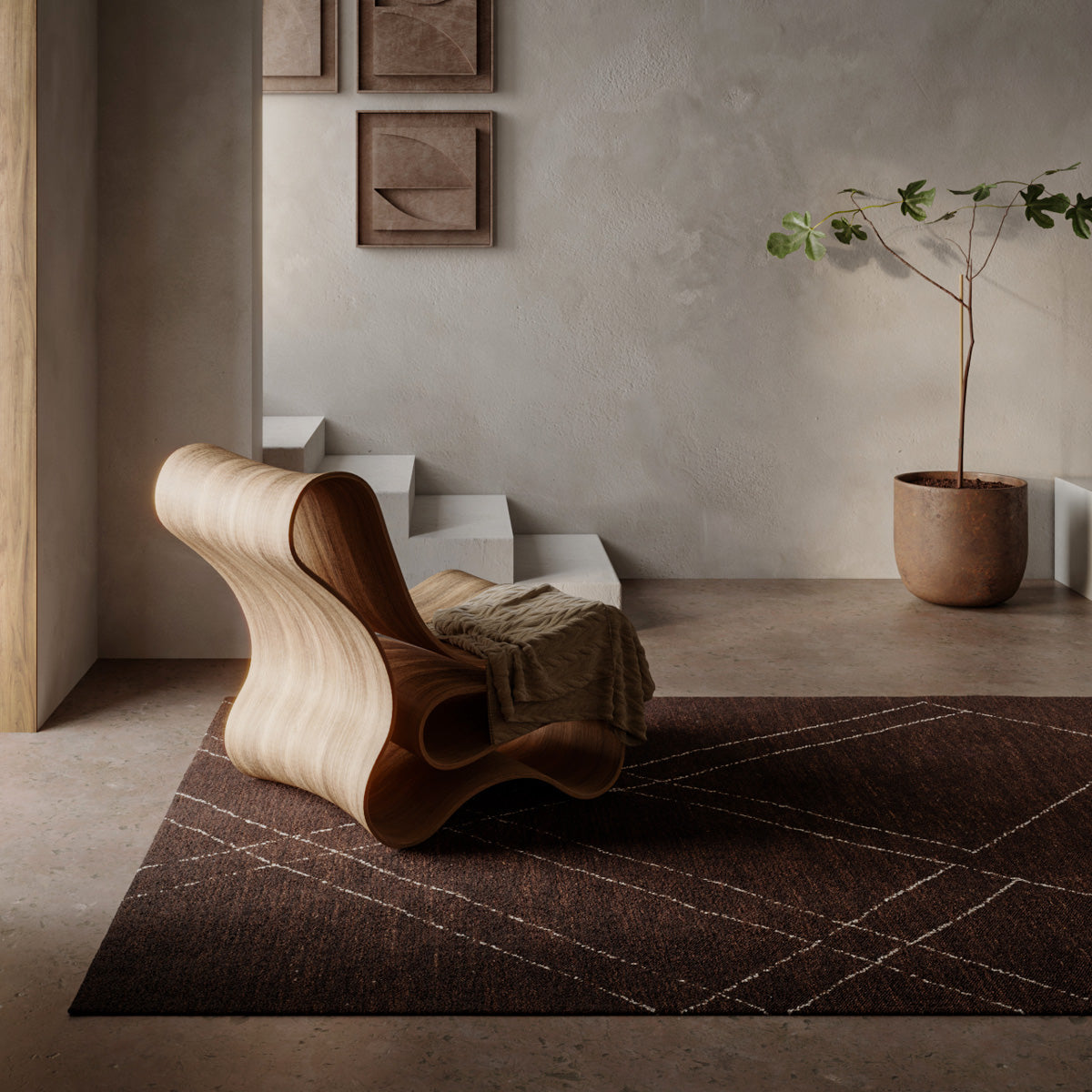 チョコレートブラウン52×92 モロッカンタイル調　トルコヴィンテージラグ Artis ラグ – RUGHAUS