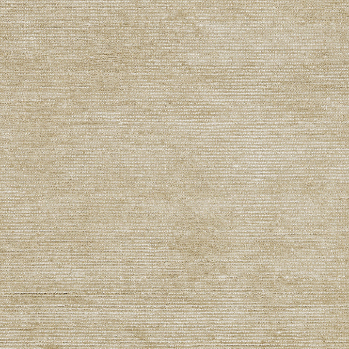 温かな印象のベージュ、オートミール、トープのカラーパレットに、幅細のリブがスタイリッシュに映えた、RUGHAUSの天然素材ウール製ハンドタフト・手織りの上質ナチュラルラグの素材感がわかるクロースアップ