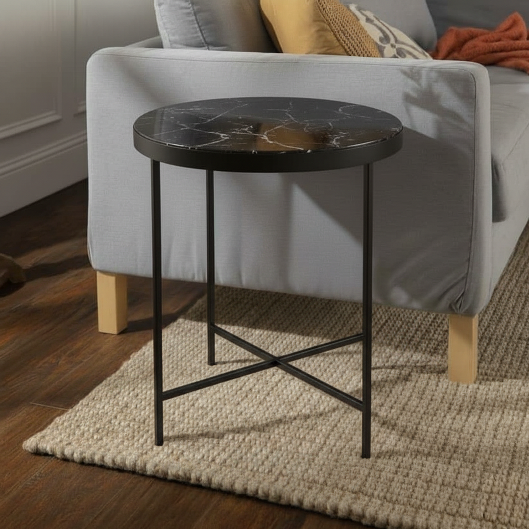 Black Marble Side Table