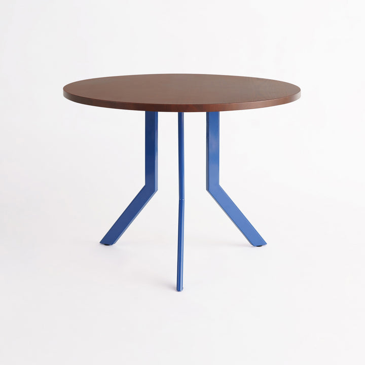 【年中無休】 Large-RoundTable-Brown-Blue- テーブル・机