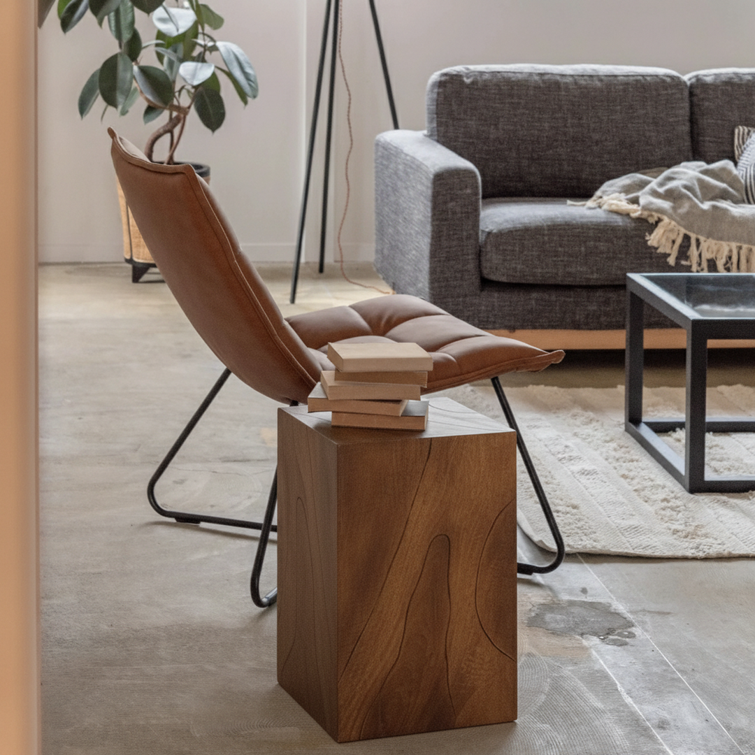 Natural Wood Stool – Square