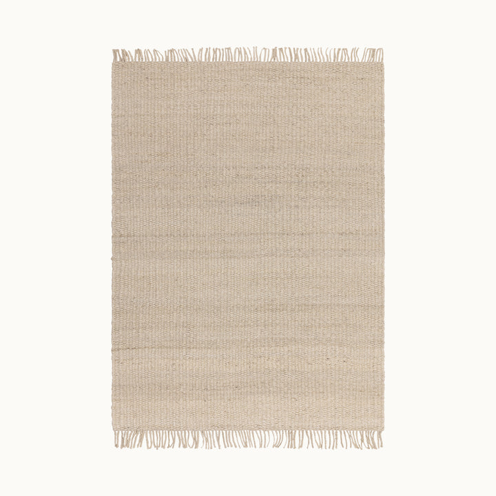 160x230cmサイズのサンドベージュの色合いとざっくりとしたナチュラルな風合いが素敵なRUGHAUSの手織りリバーシブル天然エコ素材ジュート製ラグ