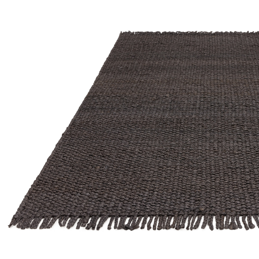 200x290cm大きめサイズのシックなチャコールの色合いとざっくりとしたナチュラルな風合いが素敵なRUGHAUSの手織りリバーシブル仕様天然エコ素材ジュート製ラグ