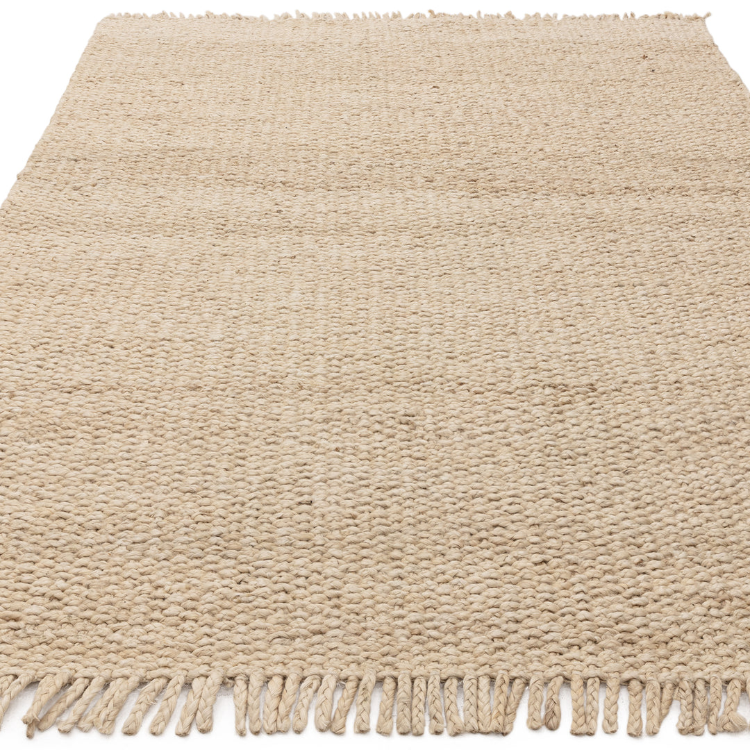 200x290cm大きめサイズのサンドベージュの色合いとざっくりとしたナチュラルな風合いが素敵なRUGHAUSの手織りリバーシブル天然エコ素材ジュート製ラグ