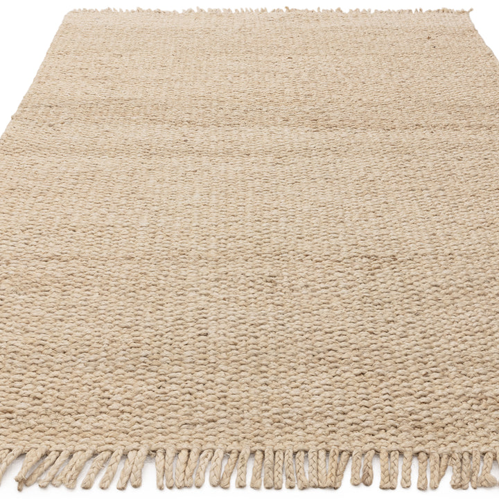 200x290cm大きめサイズのサンドベージュの色合いとざっくりとしたナチュラルな風合いが素敵なRUGHAUSの手織りリバーシブル天然エコ素材ジュート製ラグ
