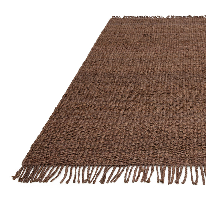 200x290cm大きめサイズの落ち着いたアーシーカラー、ブラウンの色合いとざっくりとしたナチュラルな風合いが素敵なRUGHAUSの手織りリバーシブル仕様天然エコ素材ジュート製ラグ