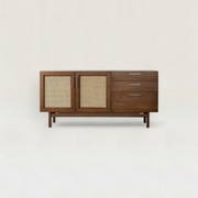 軽やかなラタン扉 収納式サイドボード