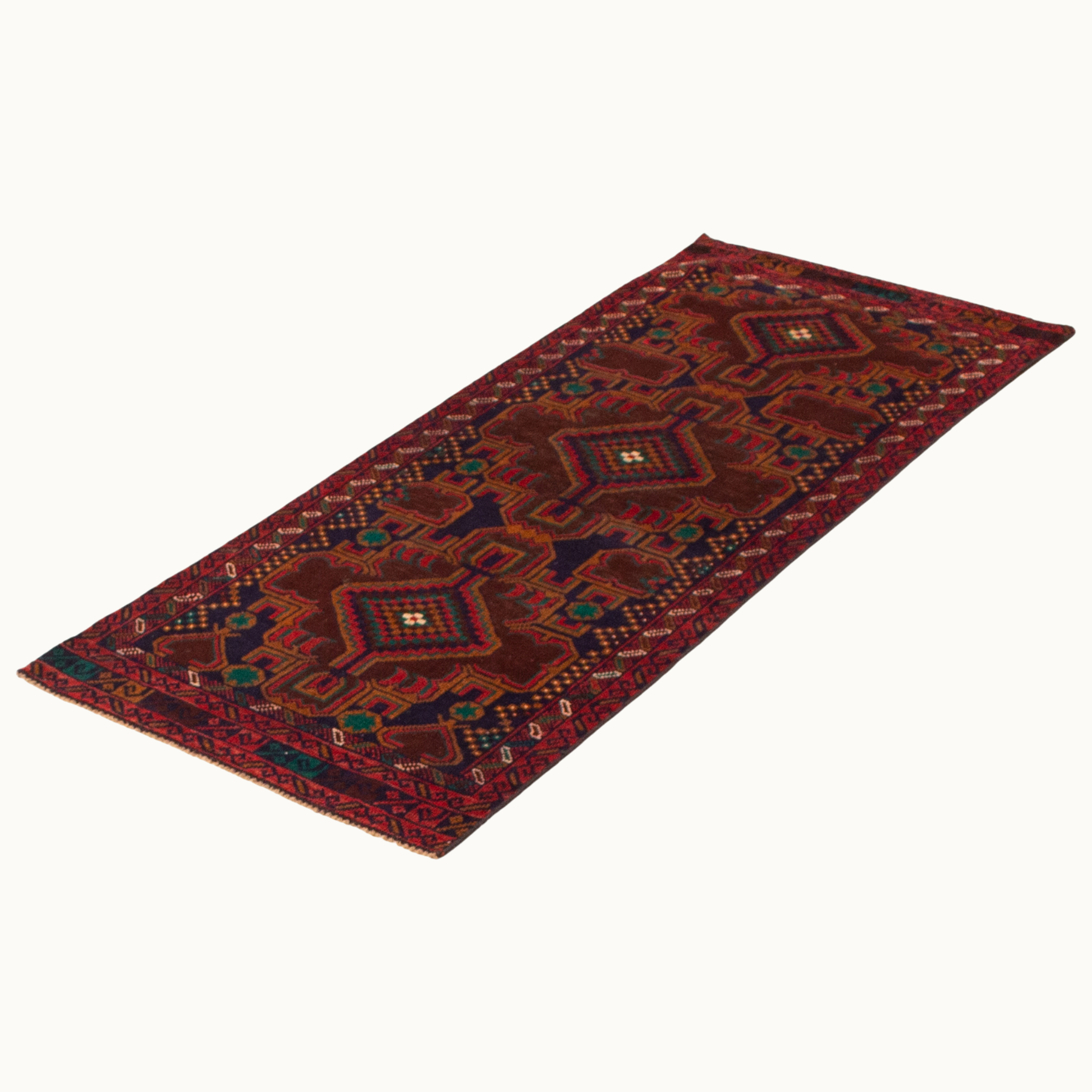 ビンテージラグ ヴィンテージラグマット（1.5畳：グレー/ブルー）ミックスカラー